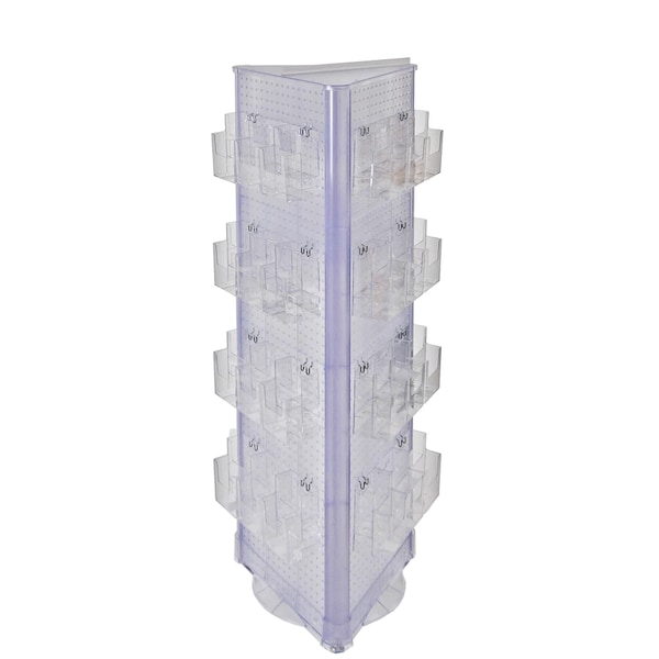 3-Sided Rotating Pegboard Rack W/ 72 Brochure Pockets 16"Wx60"H
